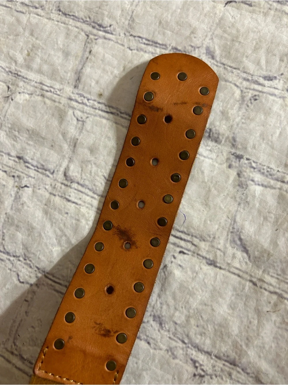 BOHO WESTERN WIDE RUST DARK CARMEL LEATHER BRASS STUDS CORAL MEDALLION BELT